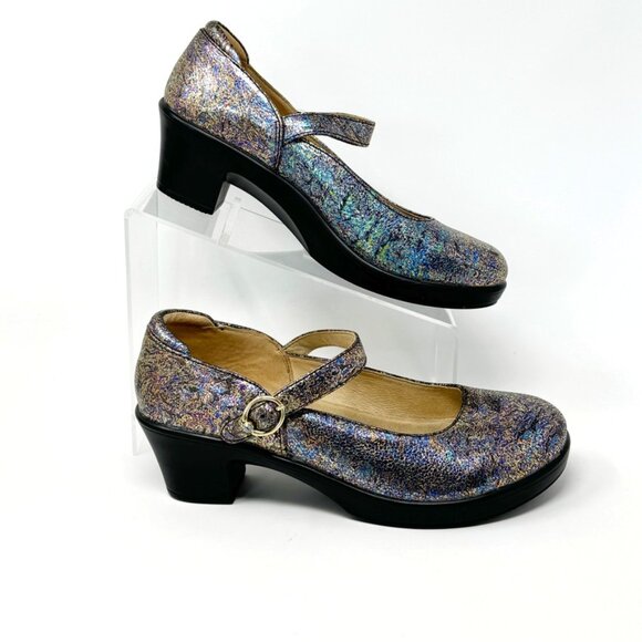 Alegria Womens Multi-speckled Leather Buckle Mary Jane Shoe Size 9 US 39 EU - Picture 1 of 11
